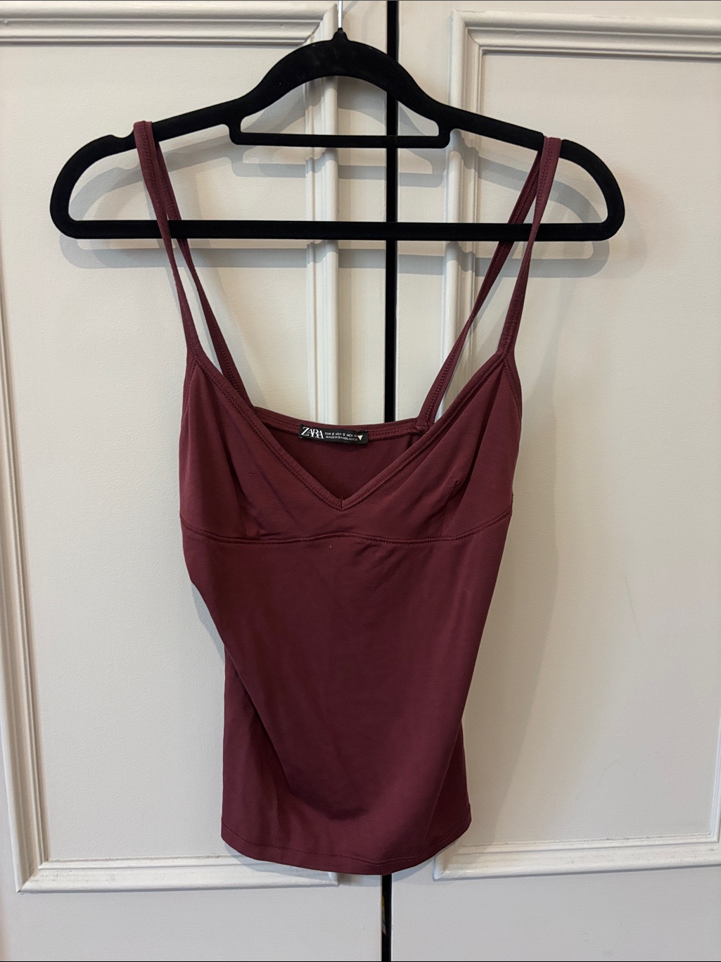 Zara Burgundy Double-Strap V-Neck Cami